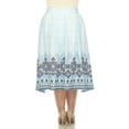 thumbnail image 3 of White Mark Plus Size Border Print Pleated Midi Skirt, 3 of 6