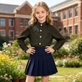 thumbnail image 6 of Boys Long Sleeve Shirt Rayon Breathable Casual Button Down Mandarin Collar Relaxed Fit Army Green,Size 6 T, 6 of 9