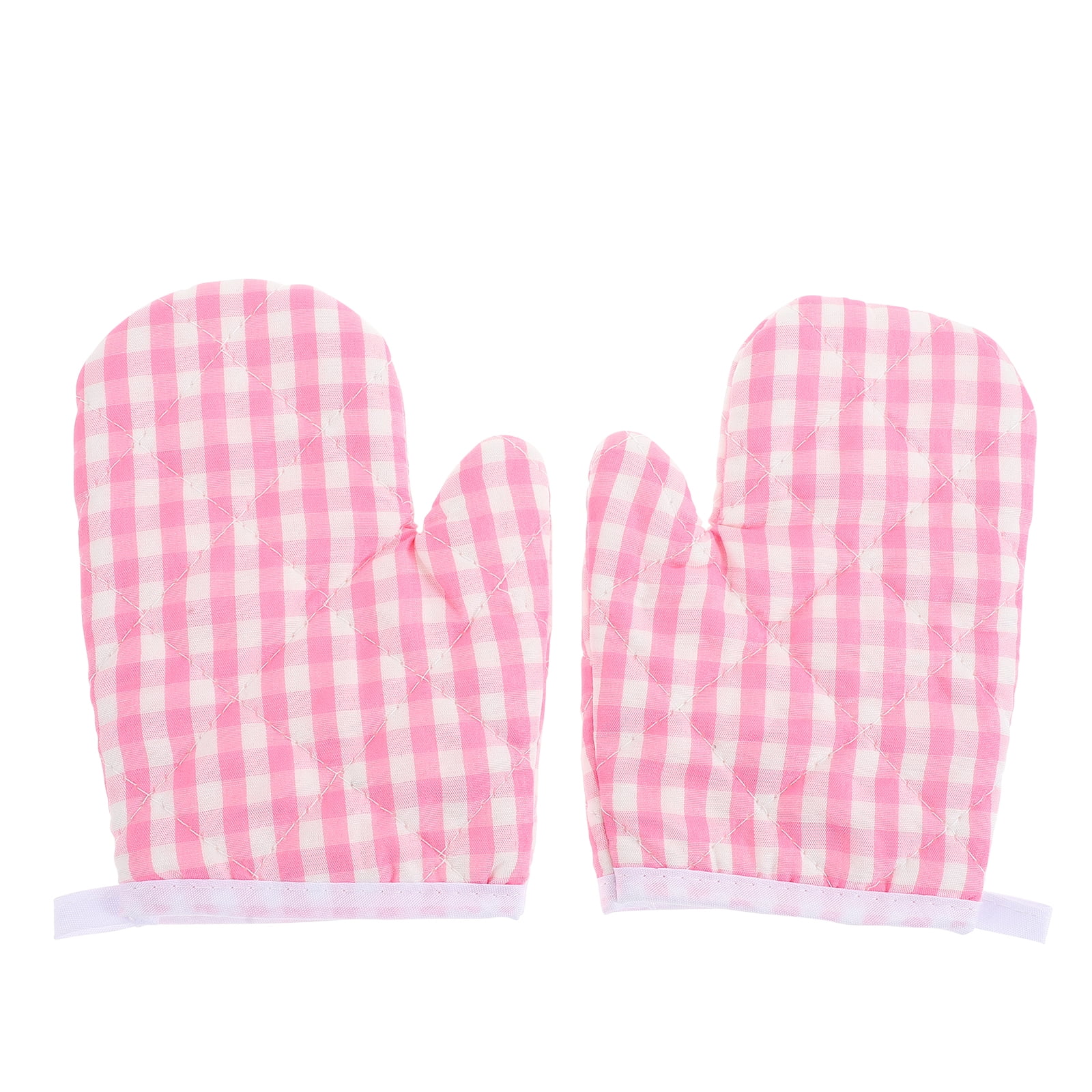 DOERDO 2 Pack Kid Oven Mitts for Children Heat Resistant Kitchen Mitts,  Great for Cooking Baking, Age 4-12 (7x4.7, Sweet Heart)