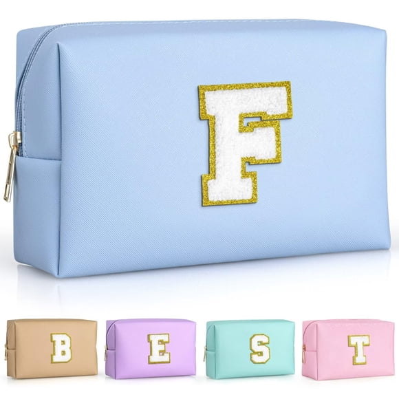 Bolsa de maquillaje TOPEAST Preppy de piel sintética impermeable (azul cielo)