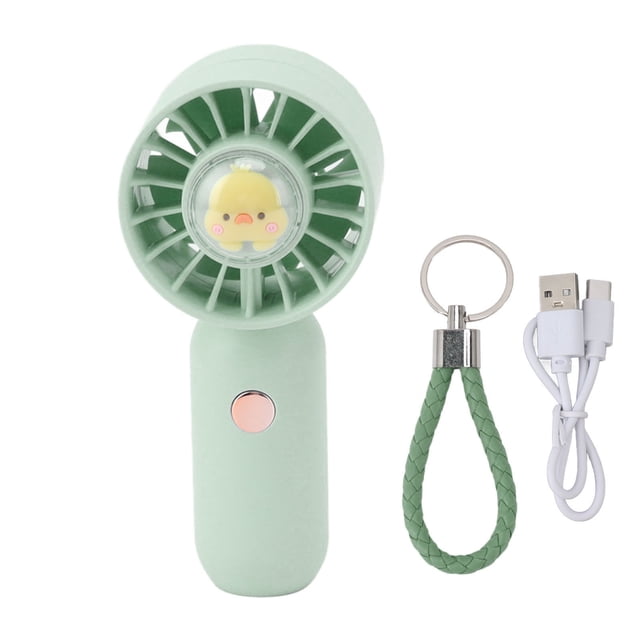 Ventilador de mano portátil mini USB recargable ventilador de bolsillo eléctrico personal con cordón batería de 500 mAh verde