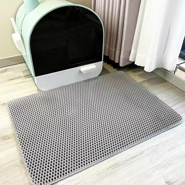 Becaristey Plastic Safe And Non-toxic Best Double Layer Cat Litter Mat For Cats Easy To Clean Litter Tray Mat Khaki