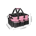 thumbnail image 3 of Large Canvas Cleaning Bag With Handle And Crossbody Strap, Multifunctional Storage Tool Bag For Cleaning Supplies, Roomy Divided Caddy For Home Office Organization, Pink White, 17.7 x 10.2 x 9 In, 3 of 6