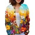 thumbnail image 1 of Jersey tipo cárdigan Akivide de punto con estampado floral de otoño para mujer, 1 of 2