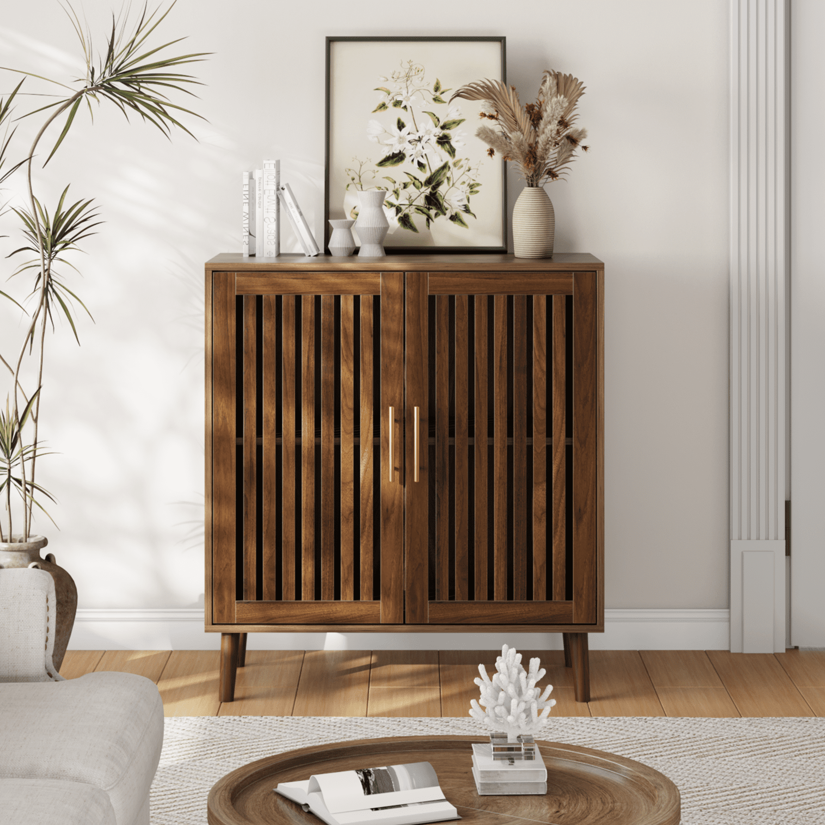 Algherohein Buffet Cabinet with Storage,Sideboard Kitchen Storage Cabinet with Adjustable Shelf,3 Pack
