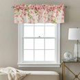 thumbnail image 3 of Spring Floral Valance Curtain Pink Flowers Green Leaves Linen Texture Window Valances Rod Pocket Short Curtains Window Treatments for Kitchen Bedroom Bathroom Laundry 54" x 18", 3 of 9