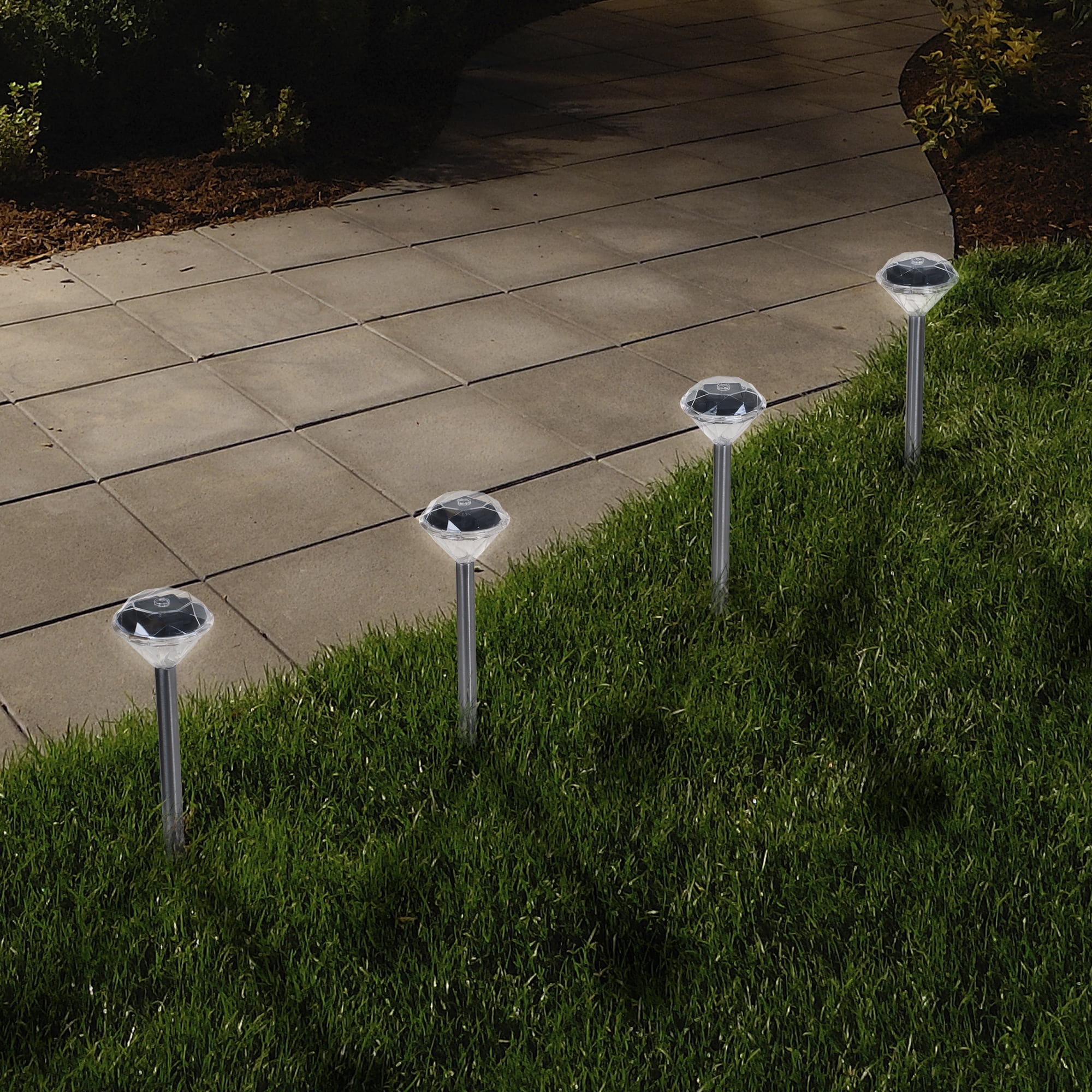Diamond Stake Solar Powered LED Walkway Pathway Garden Lawn Decor Outdoor Lamps