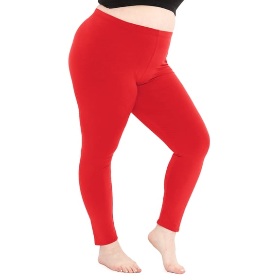 Stretch Is Comfort Women's Cotton Full Length Leggings Red 6X