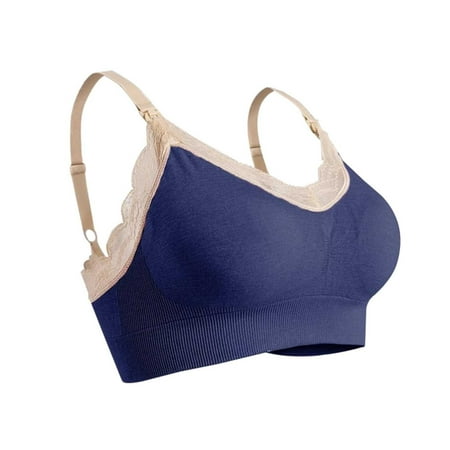 Gvdentm Seamless Nursing Maternity Bras Bralette M-XL(Blue L)