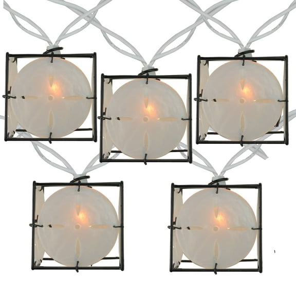 Northlight 10 Pearlized White and Black Lantern Party Patio Christmas Lights - 7.5 ft White Wire - 7.5'