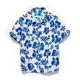 thumbnail image 5 of LYXSSBYX Big and Tall Mens Shirts Short Sleeves Clearance Men's Hawaiian Print Lapel Short Sleeve Shirt, 5 of 7