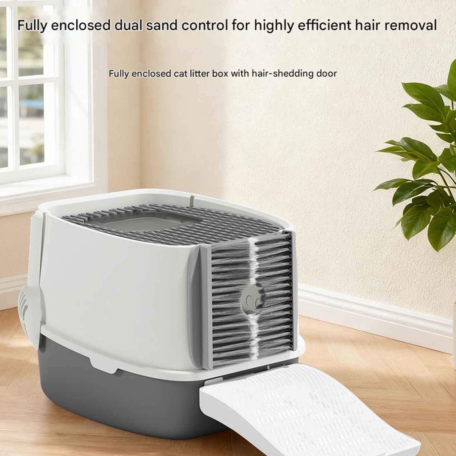 Multi-Functional cats Toilet with Self-Cleaning Fleece Systems, Leak-Proof Enclosed Structure & Spacious Comfortable Litter Box