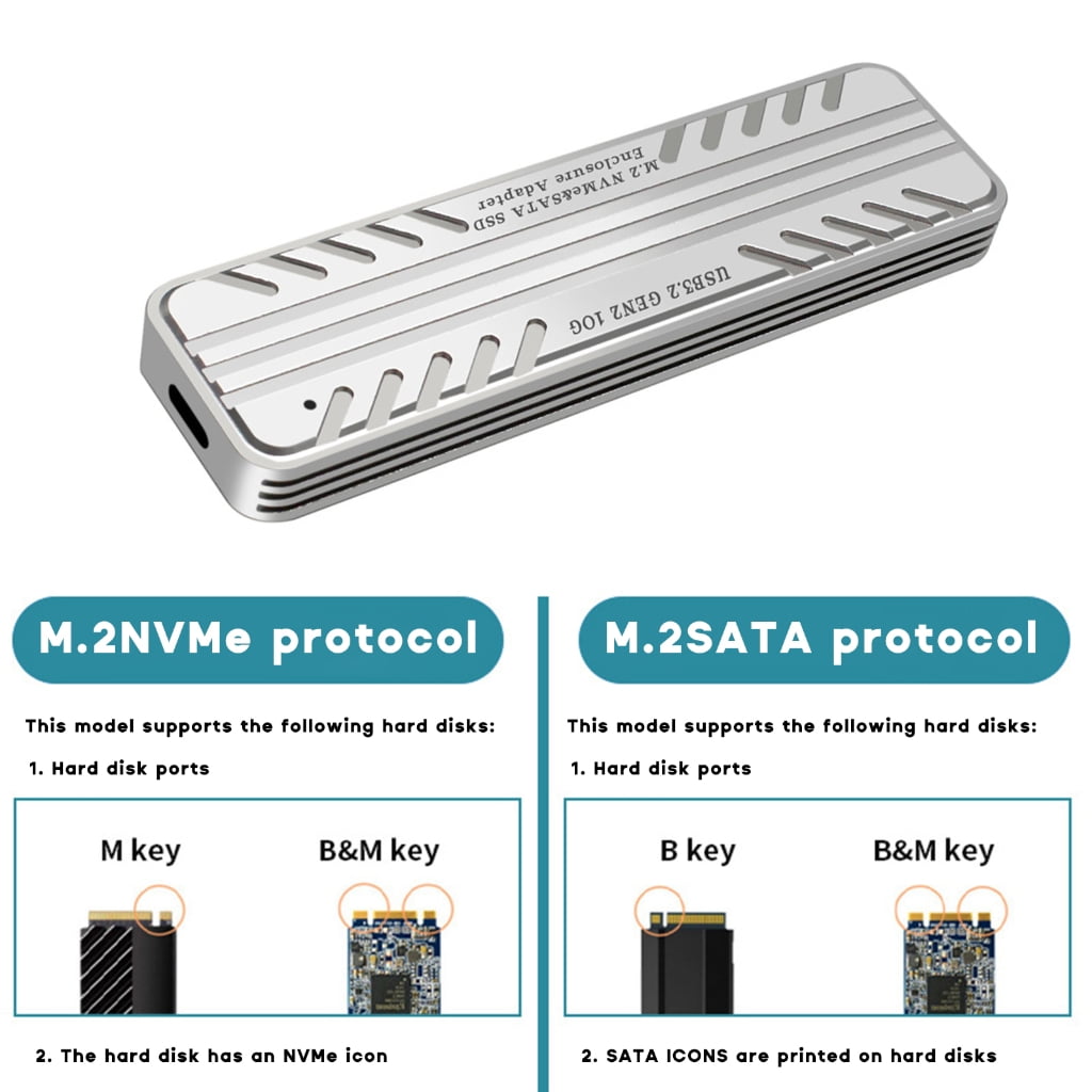 ZPAQI M2 SSD Enclosure NVME Sata Dual-Portocol USB3.2 Type-C 10Gbps Hard Drive Case-