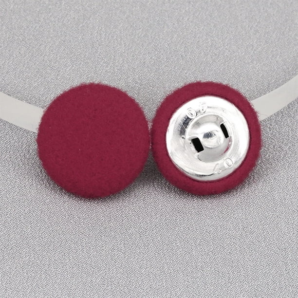 Xiao Hua Botones de felpa, 50 piezas, 24L, rojo oscuro, cierres de costura, juego de botones para tela, botones decorativos y para manualidades, cierres de tela reutilizables con poliéster y metal.
