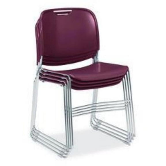 NPS 8500 (4 Pack) Series Ultra-Compact Plastic Stack Chair With Metal Rod Frame, Wine