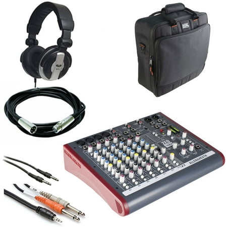 Allen & Heath ZED-10FX Multi-Purpose Miniature Mixer + Gator Cases G-MIXERBAG + Headphone + XLR Mic Cable + Instrument Cable & Stereo