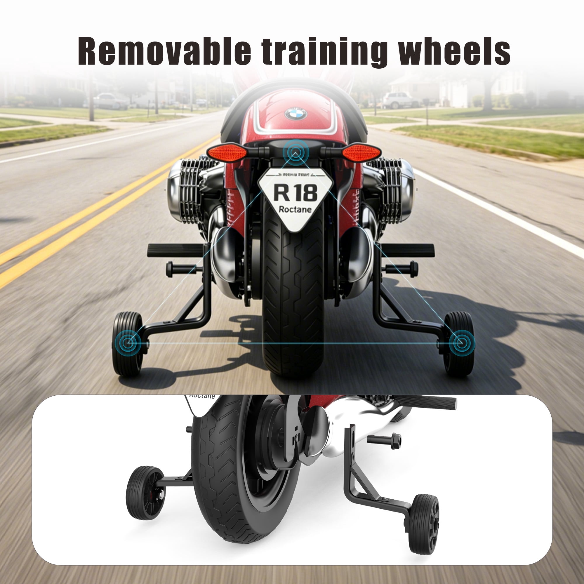 SaveJoy BMW Licensed 24V 9Ah Kids Ride On Motorcycle, Powered Electric Dirt Bike with Removable Training Wheels and Suspension for Boys Girls Ages 3-8, Red