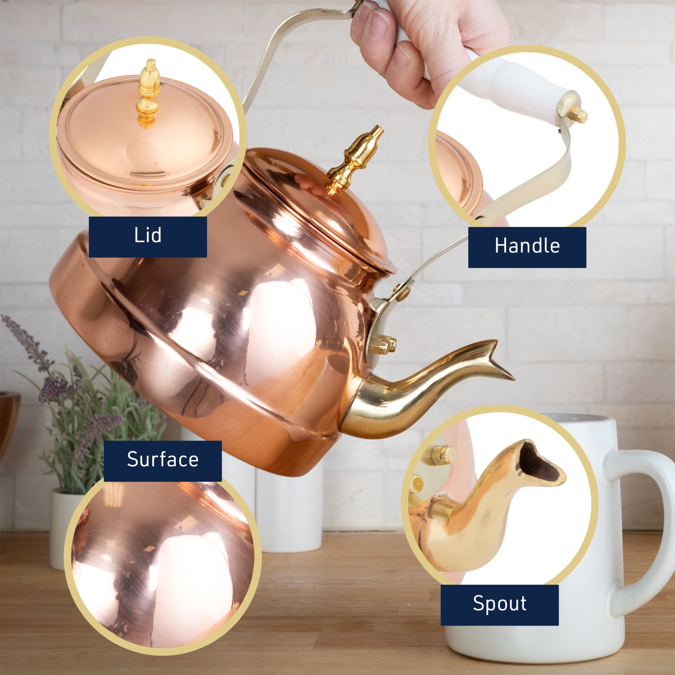 Classic Cuisine Copper Tea Kettle - 7.25 Cups Capacity - Walmart.com