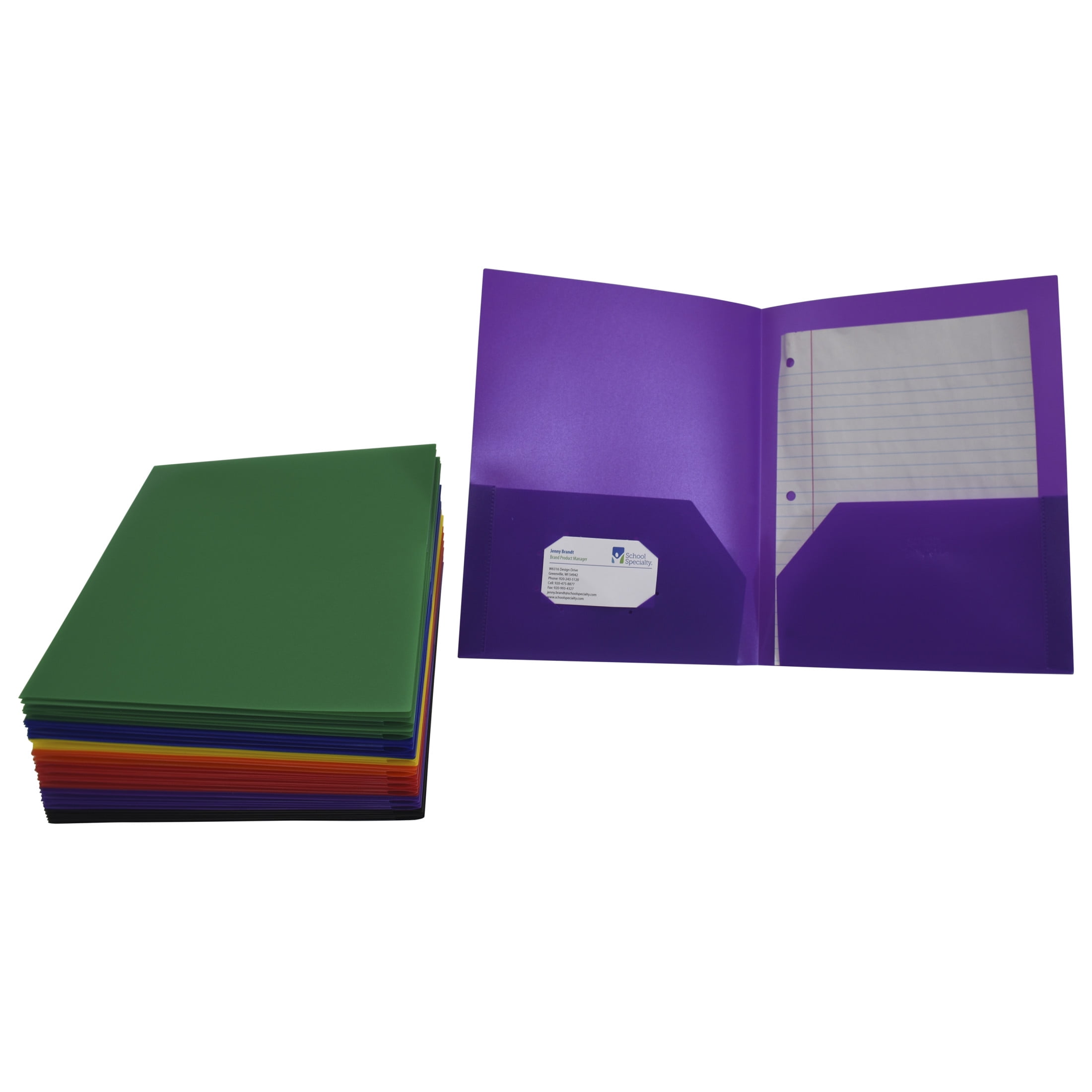 2-Pocket Poly Folders, Assorted Colors, Pack of 36