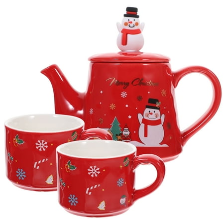 

NICEXMAS Christmas Milk Mugs Flower Tea Pot Snowman Water Bottle Ceramic Teapot Ceramic Tea Pot Vintage Ceramics Office