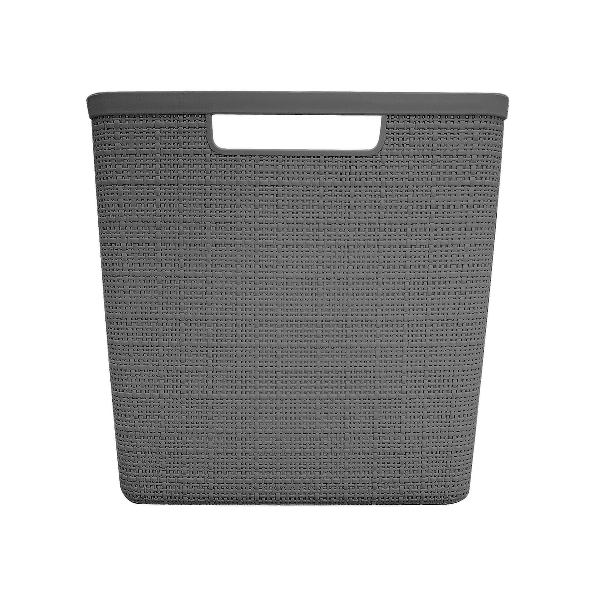 Curver Jute 11" Cube Basket, Resin Plastic Storage Bin, Grey Flannel, 4 Pack