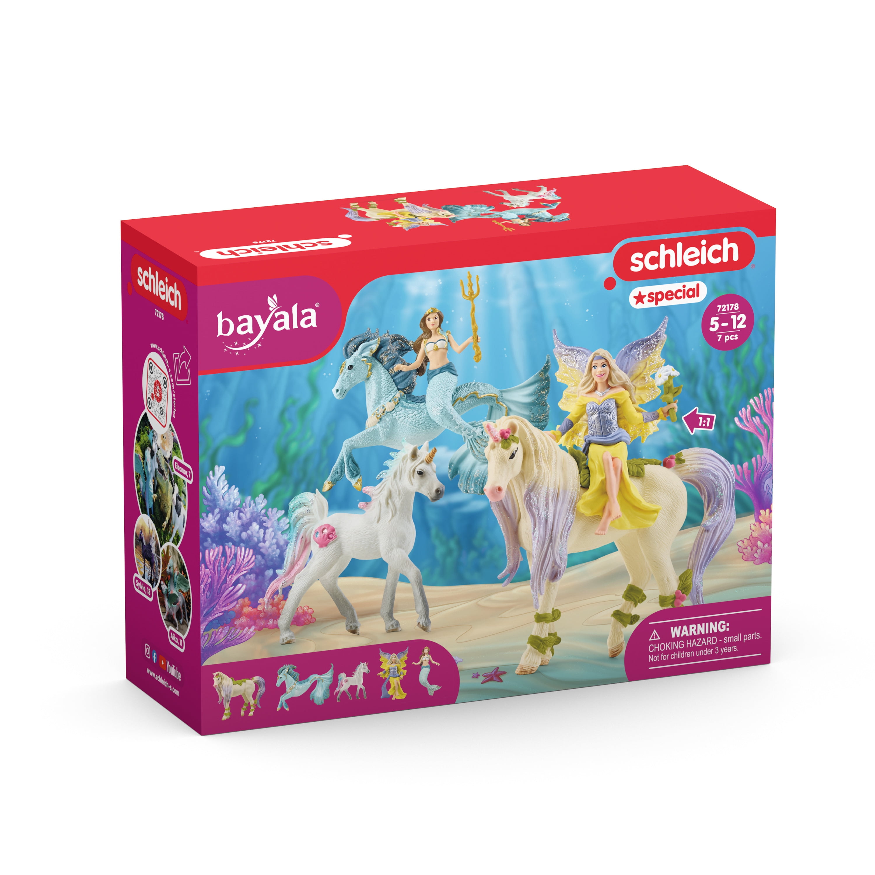 Schleich Bayala - 7 PC Mermaid, Unicorn and Fairy Toy Starter Set for Girls and Boys - Cute Fairies and Unicorn Figures with Accessories - Kids Ages 5+ - 72178
