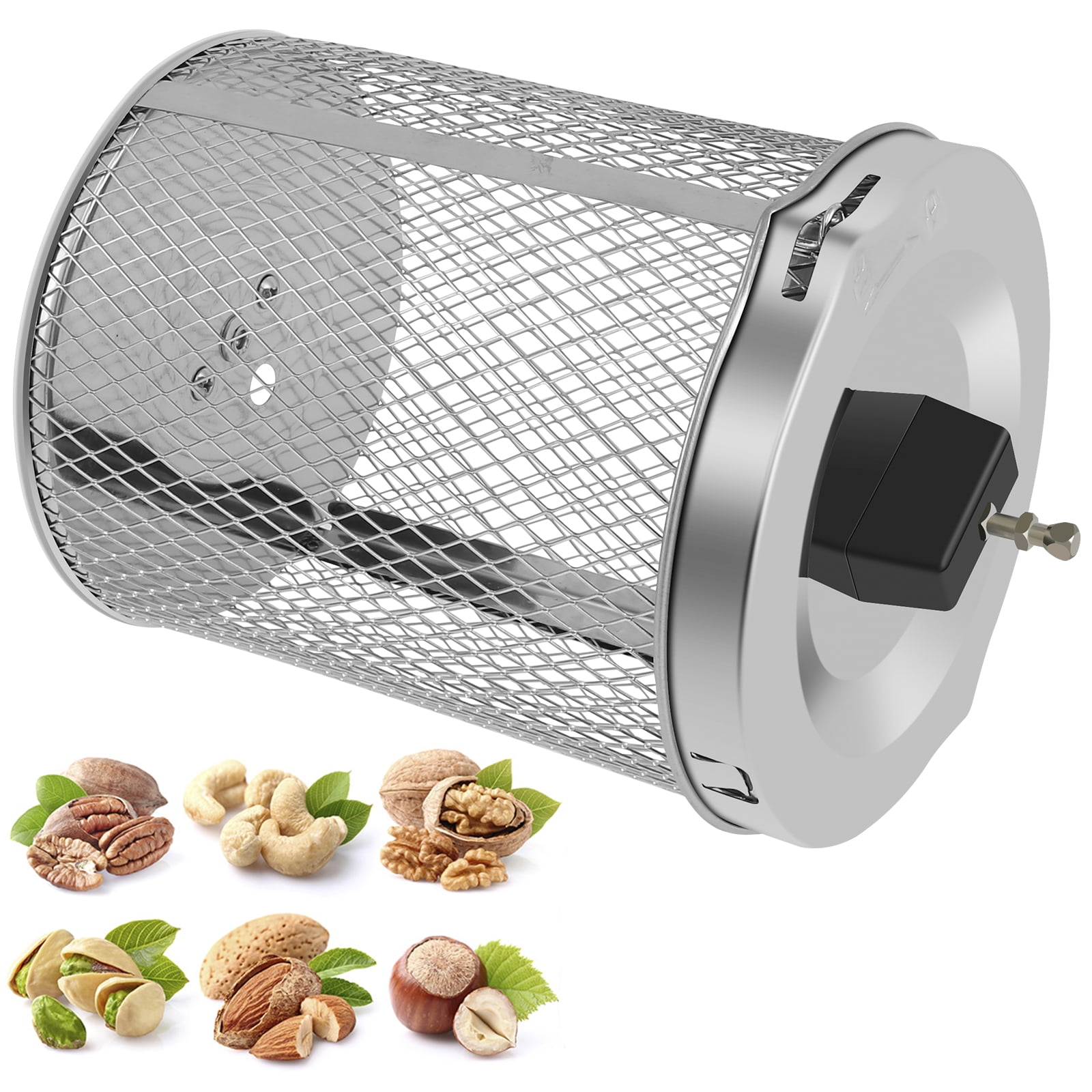 Grusce Rotisserie Grill Basket,Stainless Steel Cage,360° Rotating, BBQ Rolling Grill Basket,Bakeware Oven Roast Baking Nuts Beans Peanut Basket BBQ Grill Walmart.com