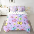thumbnail image 2 of Erosebridal Colorful Butterfly Bedding Queen Size,Purple Pink Comforter Sets with Sheets,Microfiber Reversible Bedding Sets Queen Size,Cartoon Decoration,7 Pieces, 2 of 6