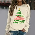 thumbnail image 2 of Fiaer Merry Christmas Women's Sweatshirts Xmas Tree Funny Graphic Plus Size Pullover Long Sleeve Crew Neck Cozy Fall Holiday Tops Beige XL, 2 of 4
