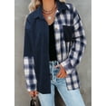 thumbnail image 3 of Asyoly Women Corduroy Plaid Shirt Jacket Long Sleeve Button Down Color Block Shacket Jacket Boyfriend Oversized Coat Casual Tops With Pockets, 3 of 7