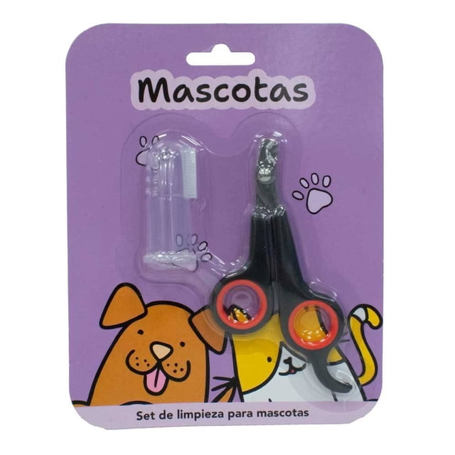 Limpieza para Mascota Prichos Cepillo y Corta Uñas 12x2x6.5 cm 1 Paquete con 2 Piezas