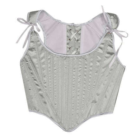 JULMCOMO Corset Tops for Women Bustier Shapewear Lingeri Push Up Bodysuit Lace Trim Waist Going Out Bustier Top Sexy Overbust Strapless Bodysuit Gray L