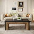 thumbnail image 3 of Tribesigns Rectangle Coffee Table for Living Room, Mid-Century Modern Coffee Table with Sturdy Base,Black & Walnut, 3 of 8