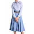 thumbnail image 3 of Women'S High Waist A-Line Skirt Flared Midi Skirt Vinage Skirt with Belt Light Blue M, 3 of 7