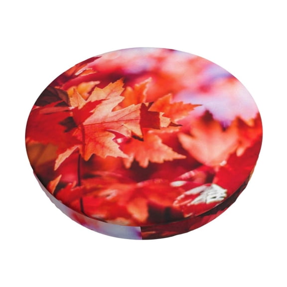 Naloa Autumn Maple Leaves Round Bar Stool Cushion Cover 12-14 inch, Fits Kitchen, Office, Restaurant Chairs - 12 inch