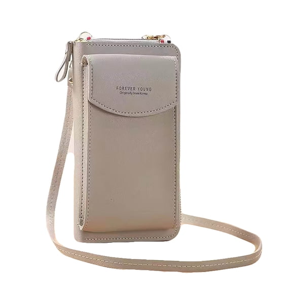 Gmogad Fashion Pouch Wallet Mobile Phone Bag Fashion Large Capacity Double Layer Wallet Multi-functional Women's Crossbody Bag Gray