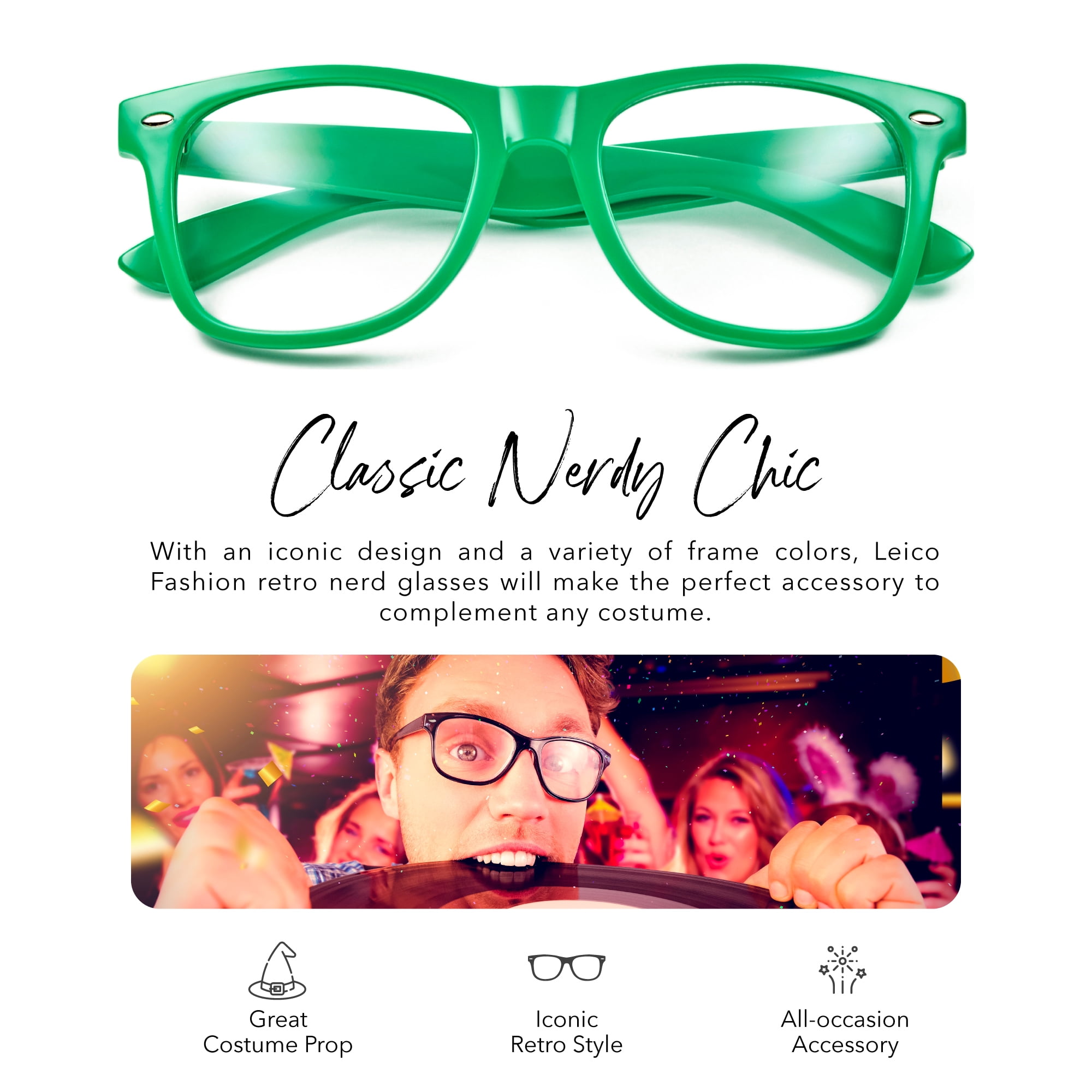 Clear Lens Non-Prescription Retro Nerd Glasses for Men Women