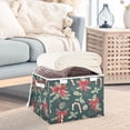 thumbnail image 3 of Yayeee Collapsible Cube Storage Bin with Lid Fabric Closet Decorative Basket with Handles, Green Christmas Candy Canes, 3 of 7