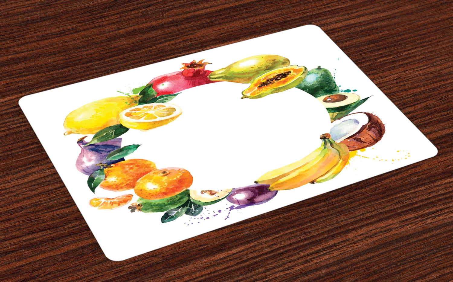 Fruit Placemats Set of 4 Nature Food with Banana Lemon Avocado Orange