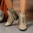 thumbnail image 5 of Mostsola Cowboy Boots for Women Suede Vintage Buckle Western Heel Booties Short Boots, 5 of 9