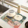 thumbnail image 2 of Yayeee Dish Drying Mat for Kitchen Counter 16" x 18" Microfiber Super Absorbent Coffee Decorative Pad, Pink and Green Cat, 2 of 9