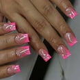 thumbnail image 6 of 24pcs Glossy French Styles White Flowers Full Covers False Nails Manicure For A Stylish And Elegant Look, 6 of 8