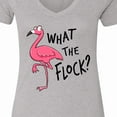 thumbnail image 4 of Inktastic What the Flock? Funny Flamingo Women's V-Neck T-Shirt, 4 of 5