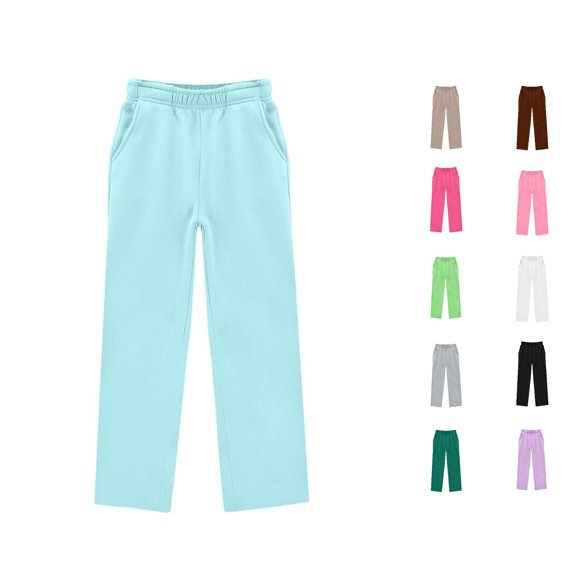 LIIPEE Summer Pants For Girls Casual Lightweight Elastic Waist Loose Fit Straight Leg Solid Color Trousers Kids Breathable Comfortable Cute Daily Pants,7-8 Years