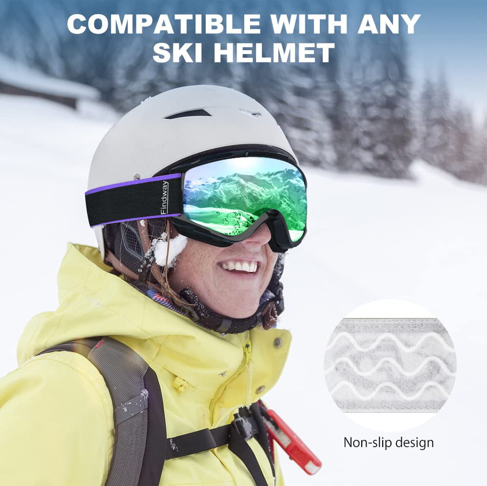 Findway Ski Goggles Lunettes Otg Anti-buée Hiver avec 100% Uv Protection  Lens pour (8-14) Jeunes Junior Filles Garçons Neige Snowboard