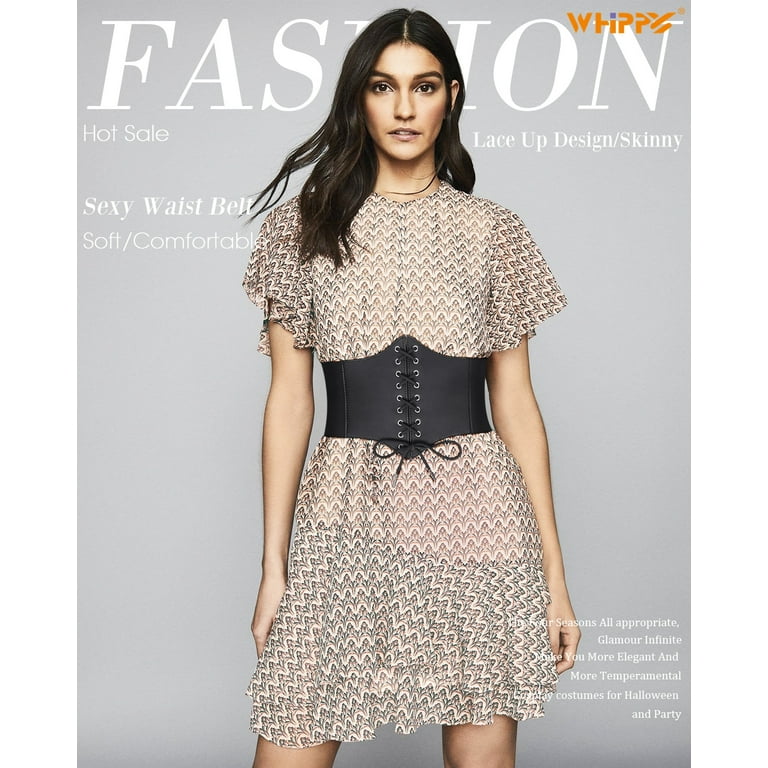 WHIPPY Women's Fashion Stretchy Lace-up Corset Waist Belt, Elastic Wide Dress  Belt - Walmart.com