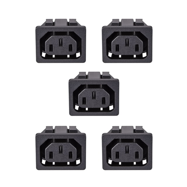 Unique Bargains C13 Panel Mount Plug Adapter 250V AC 10A 3 Pins IEC Inlet Module Straight 5pcs