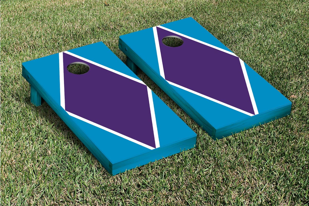 Purple And White Matching Diamond Custom Cornhole Board 