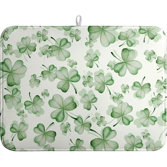 Green Clover Kitchen Drying Mat St Patrick''s Day Lucky Shamrock Dish Drying Mats Spring Sage Green Dishes Dry Mat Microfiber Washable Large Dish Pad Super Absorbent Dish Drainer Rack Mat 18x24 Inch