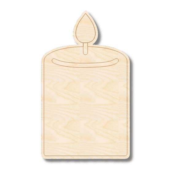Unfinished Wood Etched Candle Shape 5" / 1/8"